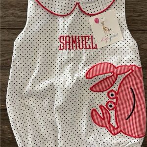 Adorable White and Red Crab Bodysuit